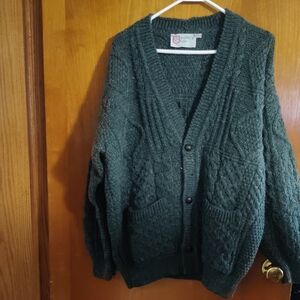Classic Green Cable Knit Cardigan
